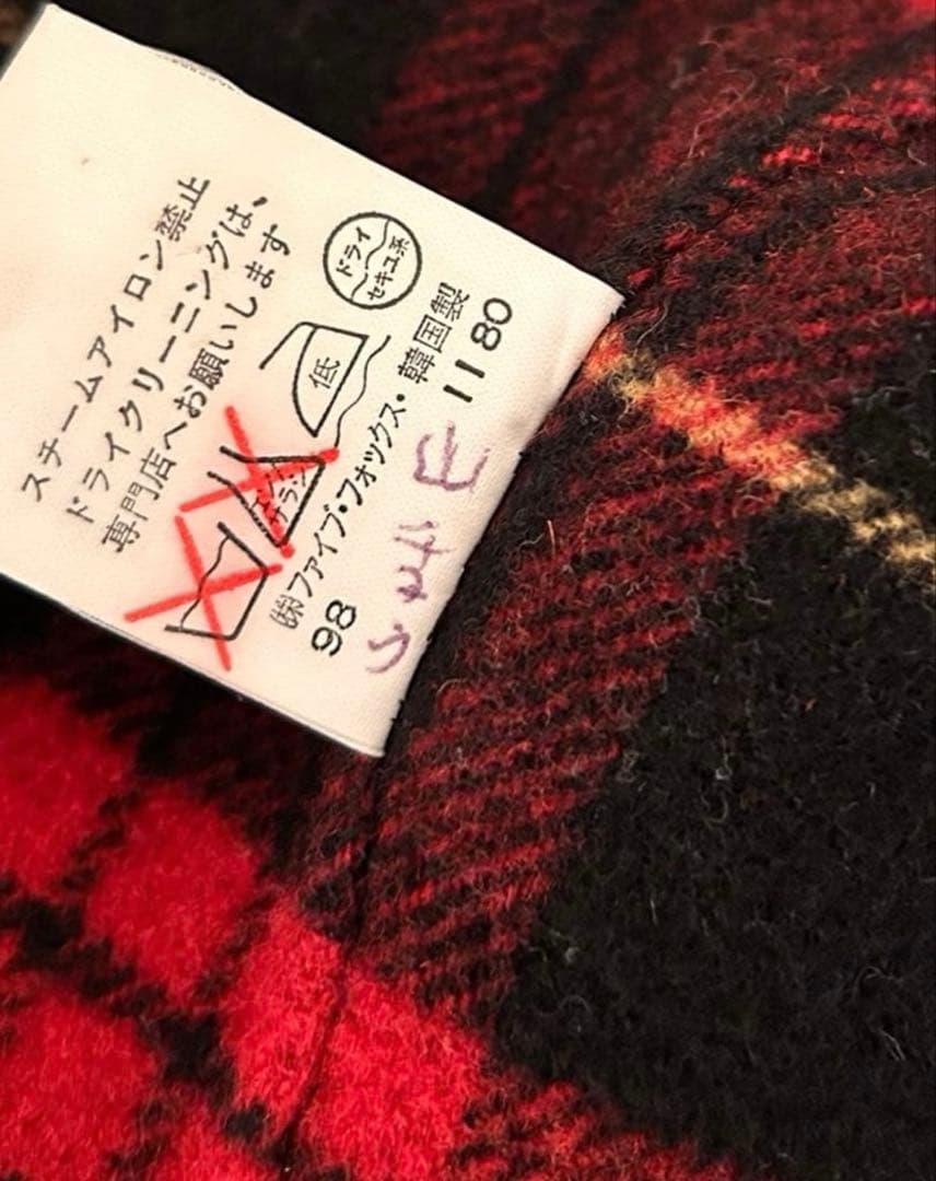 PPMF メンズダッフルコート ブラック 裏地チェック柄 ヴィンテージ