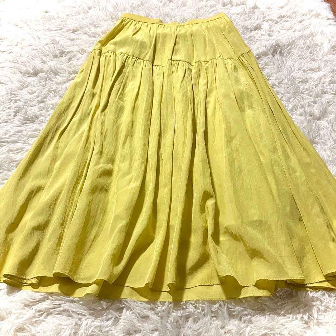 極美品✨【ANAYI 】フレアロングスカート トリアセ×綿 38 上品光沢マキシ