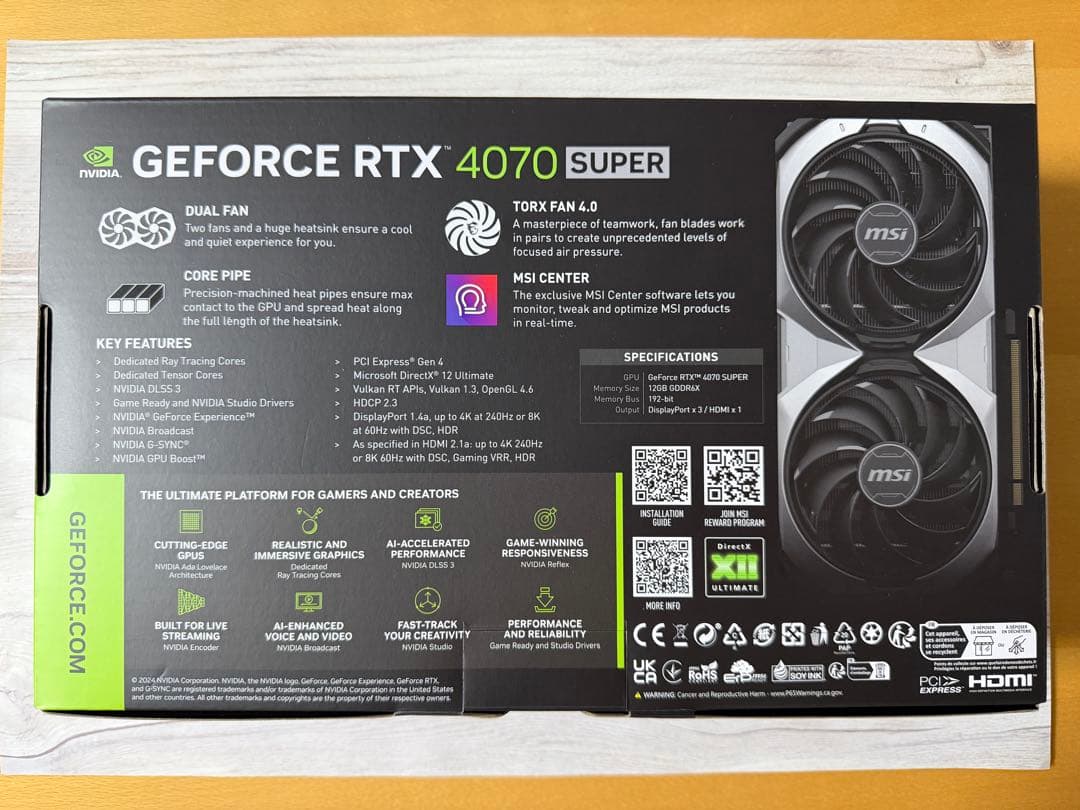 GeForce RTX4070 SUPER 12G VENTUS ジャンク