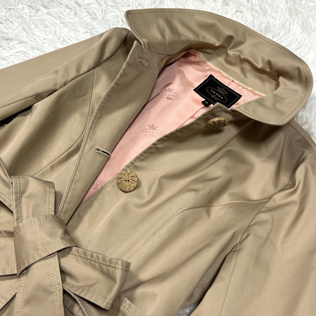 極美品✨TOCCA トレンチコート ミディロング リボンベルトAライン ベージュ