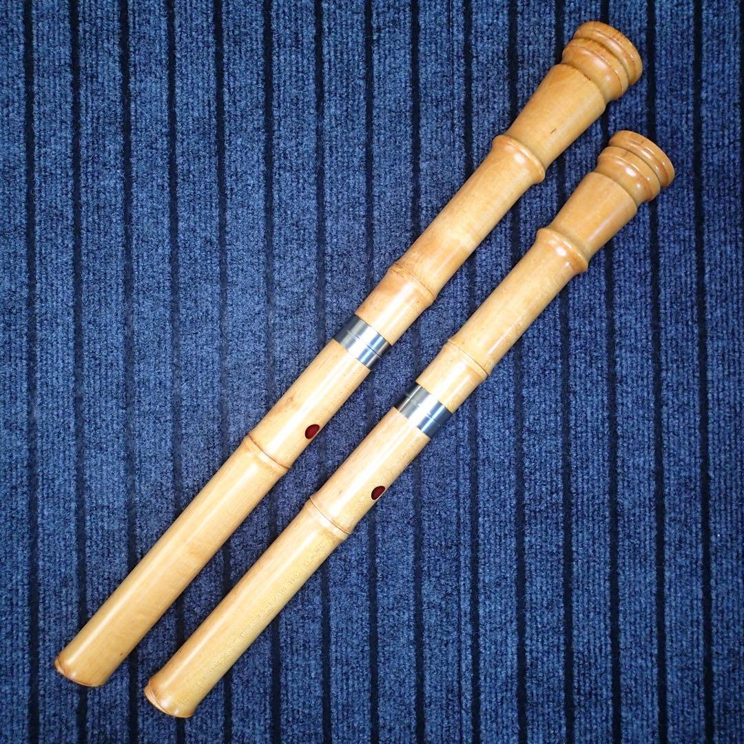 尺八 銘木(楓) 和田謹製 八寸管 六寸管セット