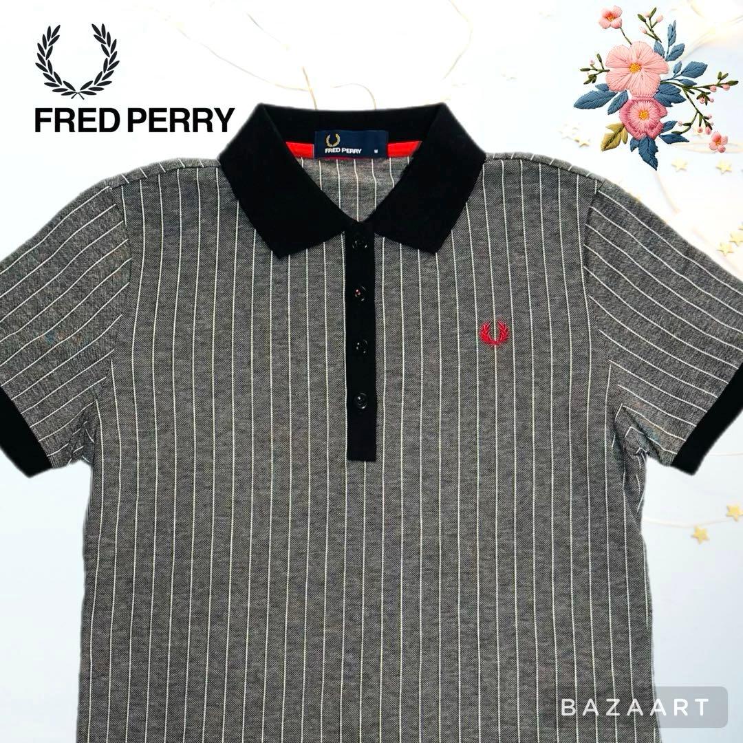 FRED PERRY フレッドペリー ストライプ ポロシャツ グレー 赤未使用