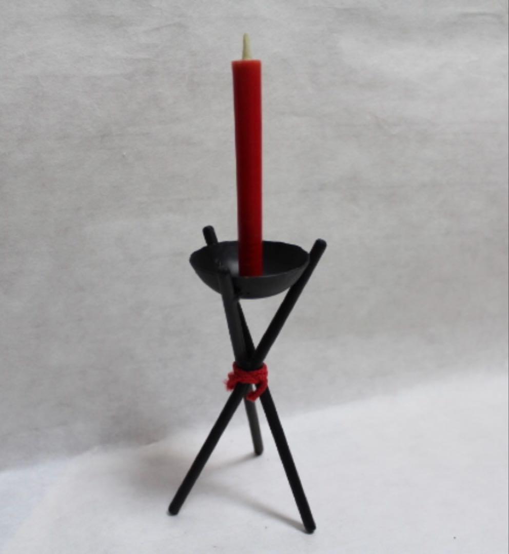 希少/工芸品/ 鉄製 ろうそく立て 燭台「かがり火」２個セット