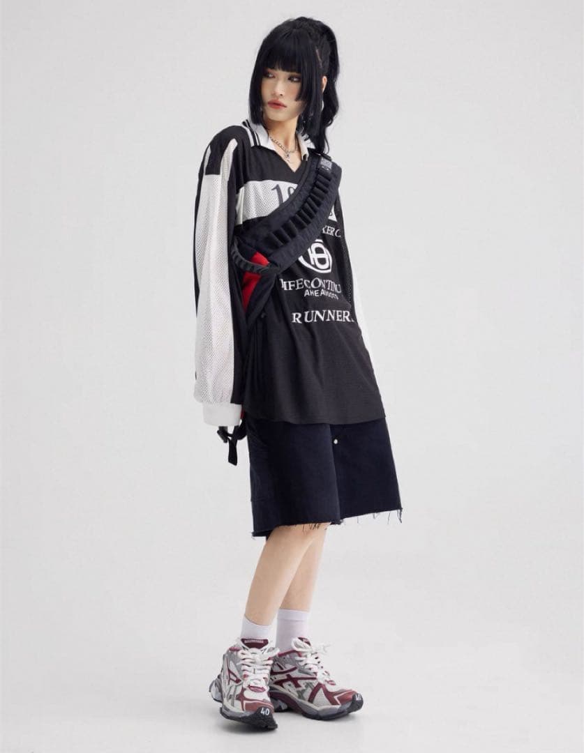 【Y2K】peoplestyle オーバーサイズロングポロシャツ サイズM