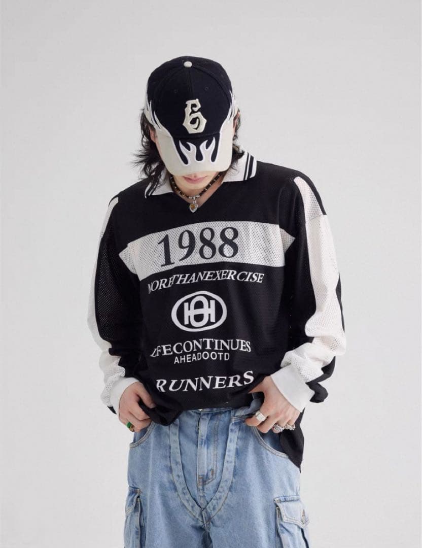 【Y2K】peoplestyle オーバーサイズロングポロシャツ サイズM