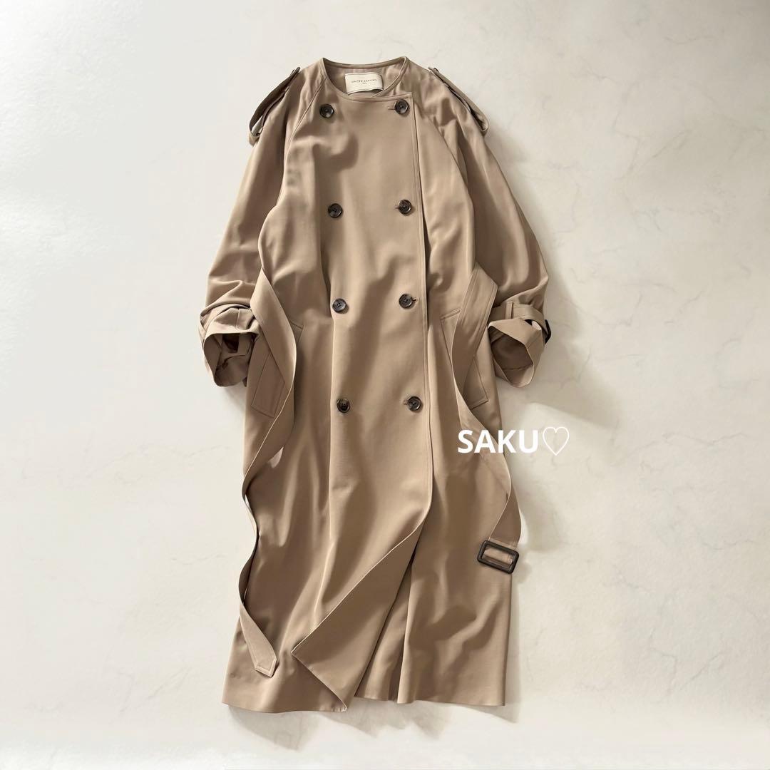定価57200円 ユナイテッドアローズ ギャバ ノーカラー トレンチコート 36