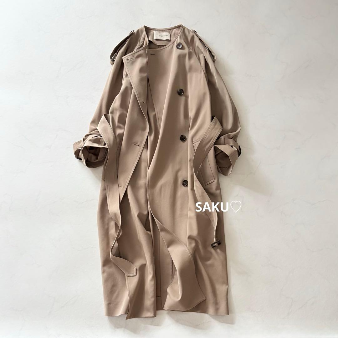 定価57200円 ユナイテッドアローズ ギャバ ノーカラー トレンチコート 36