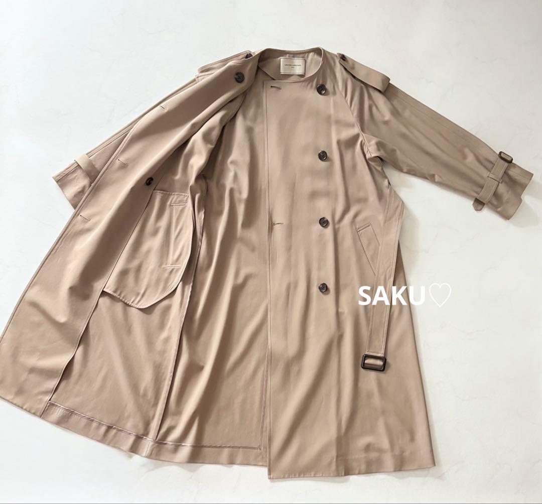 定価57200円 ユナイテッドアローズ ギャバ ノーカラー トレンチコート 36