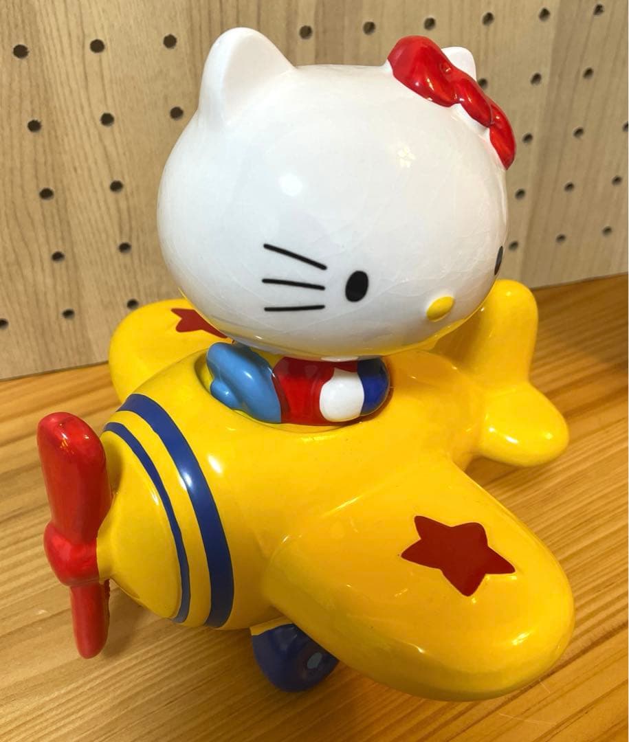 ⭐️キティ　【1976年製◉飛行機◉陶器製　貯金箱】⭐️