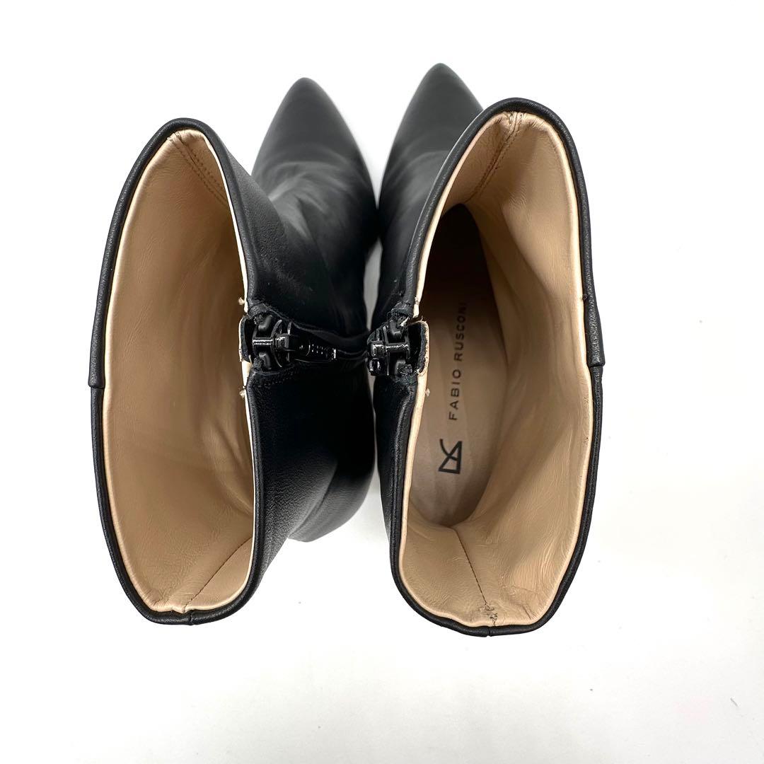 〈美品〉FABIO RUSCONI 【24.5】ポインテッドトウプレーンブーツ