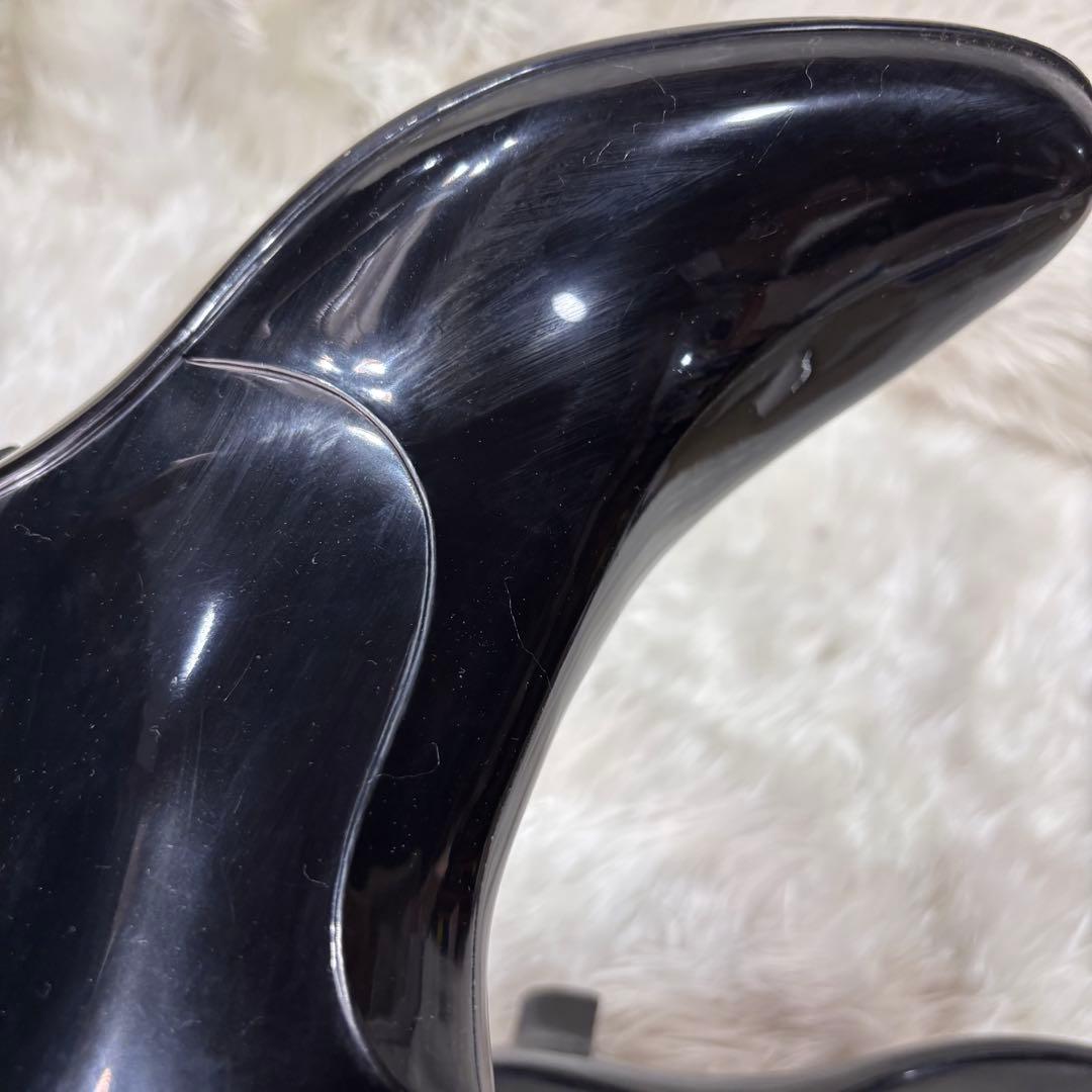 サルヴァトーレフェラガモ ヴァラリボン レインブーツ 8 25cm相当 ブラック