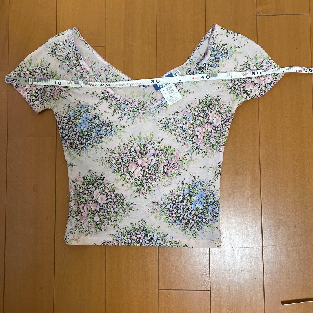 1990年代　美品　アンナモリナーリBLUGIRL 花柄 メッシュトップスD32