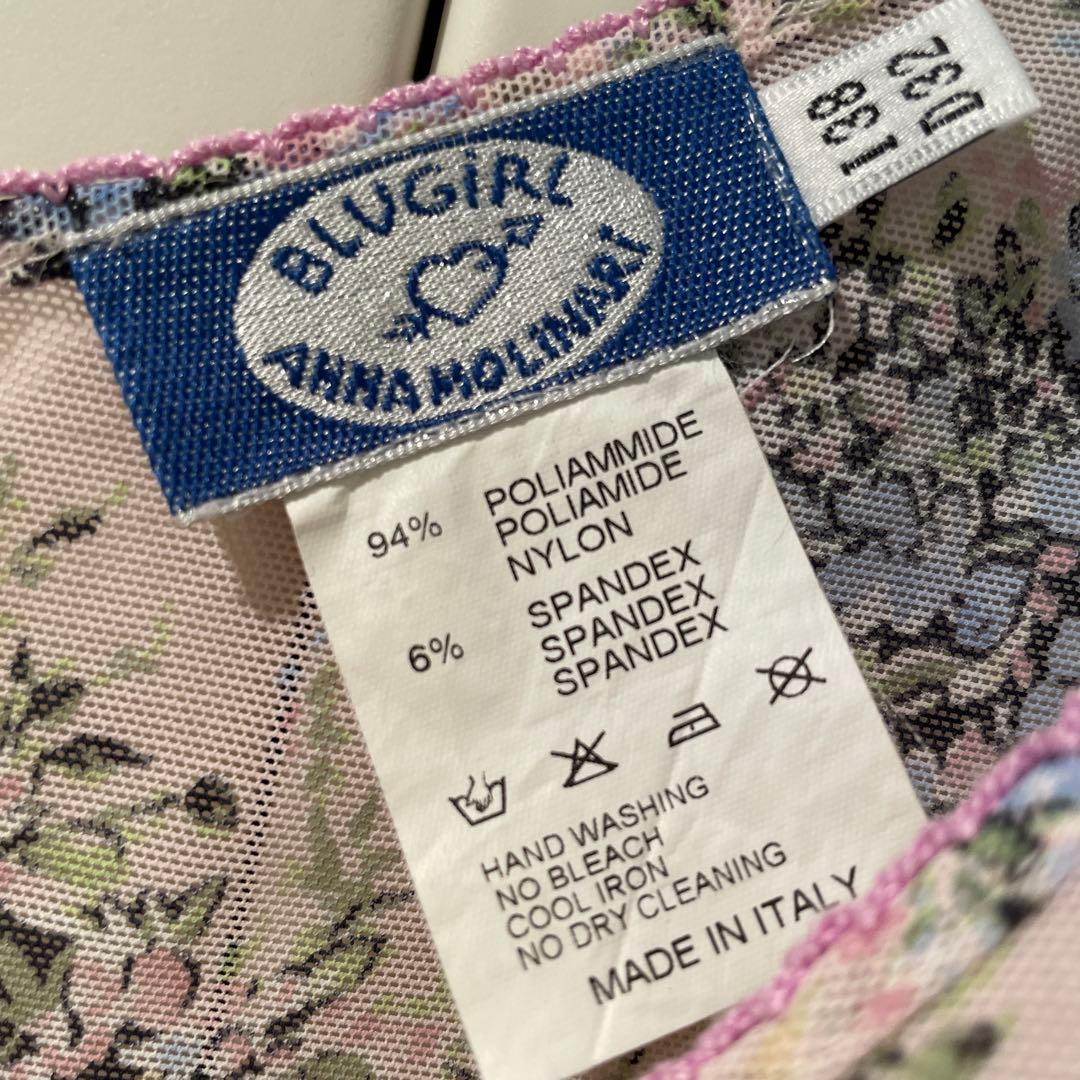 1990年代　美品　アンナモリナーリBLUGIRL 花柄 メッシュトップスD32