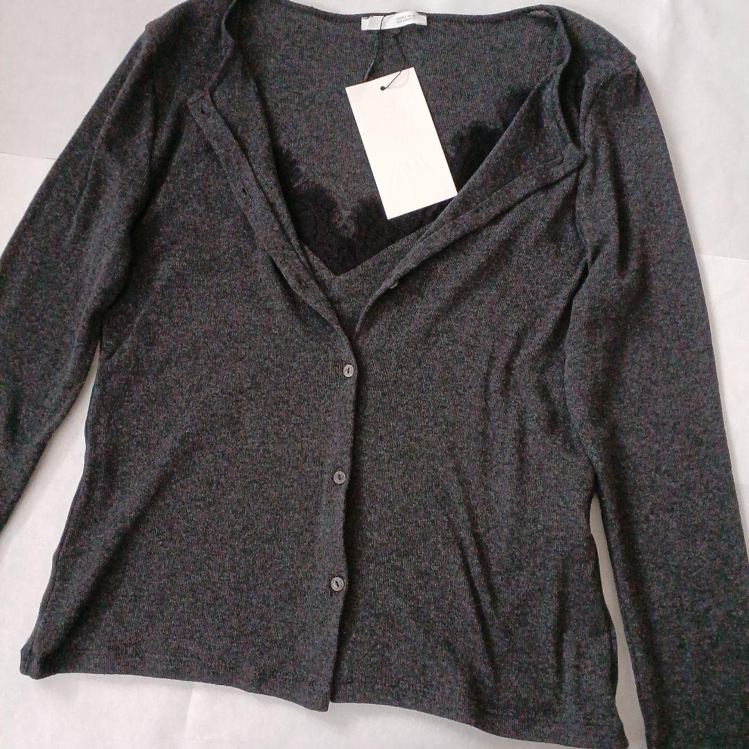 ZARA コンビネーションレーストップジャケット L カーボン 完売品