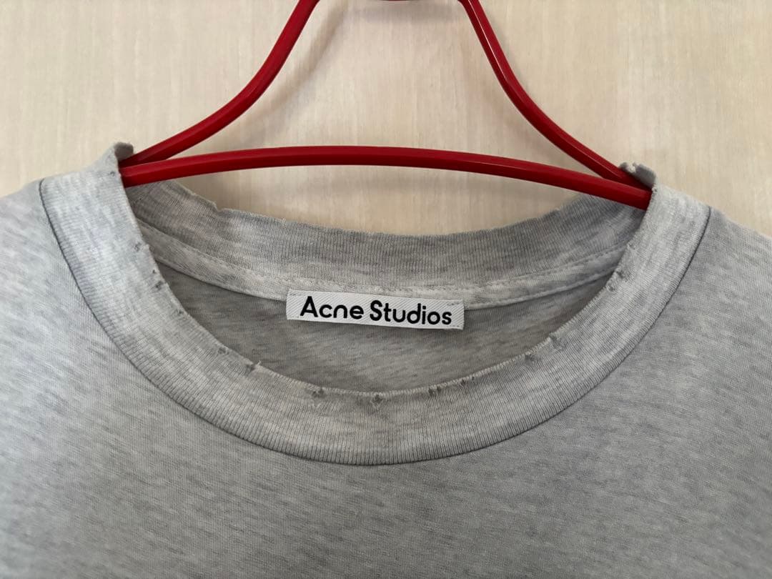 AcneStudios ロゴTシャツ　リラックスユニセックスフィット　グレー