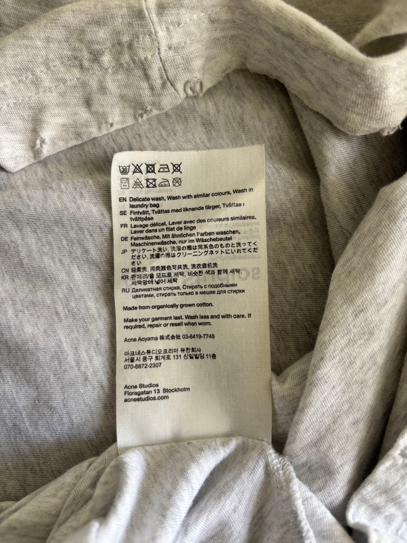 AcneStudios ロゴTシャツ　リラックスユニセックスフィット　グレー