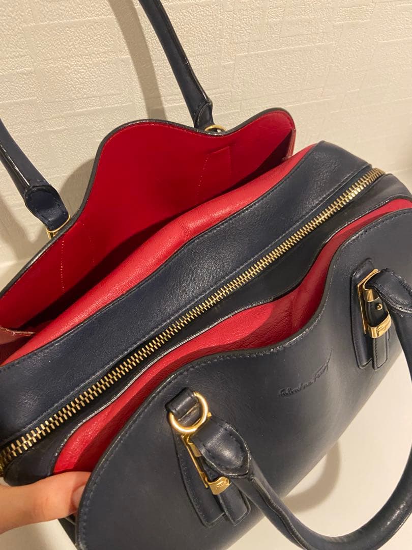 フェラガモSalvatoreFerragamoレアバイカラーボストンバッグ