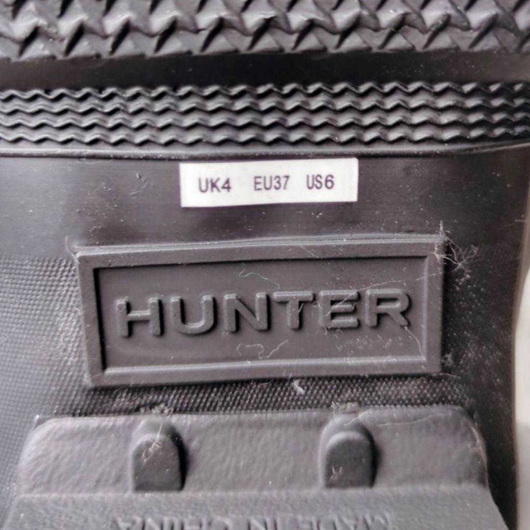 【極美品】HUNTER 黒 長靴 バックル付き　ロングレインブーツ UK4