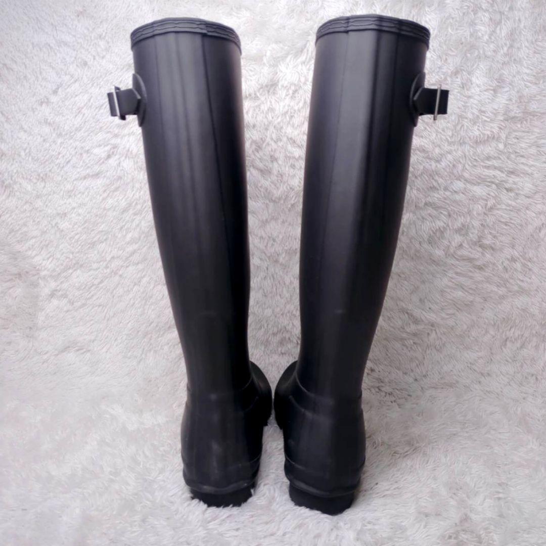 【極美品】HUNTER 黒 長靴 バックル付き　ロングレインブーツ UK4