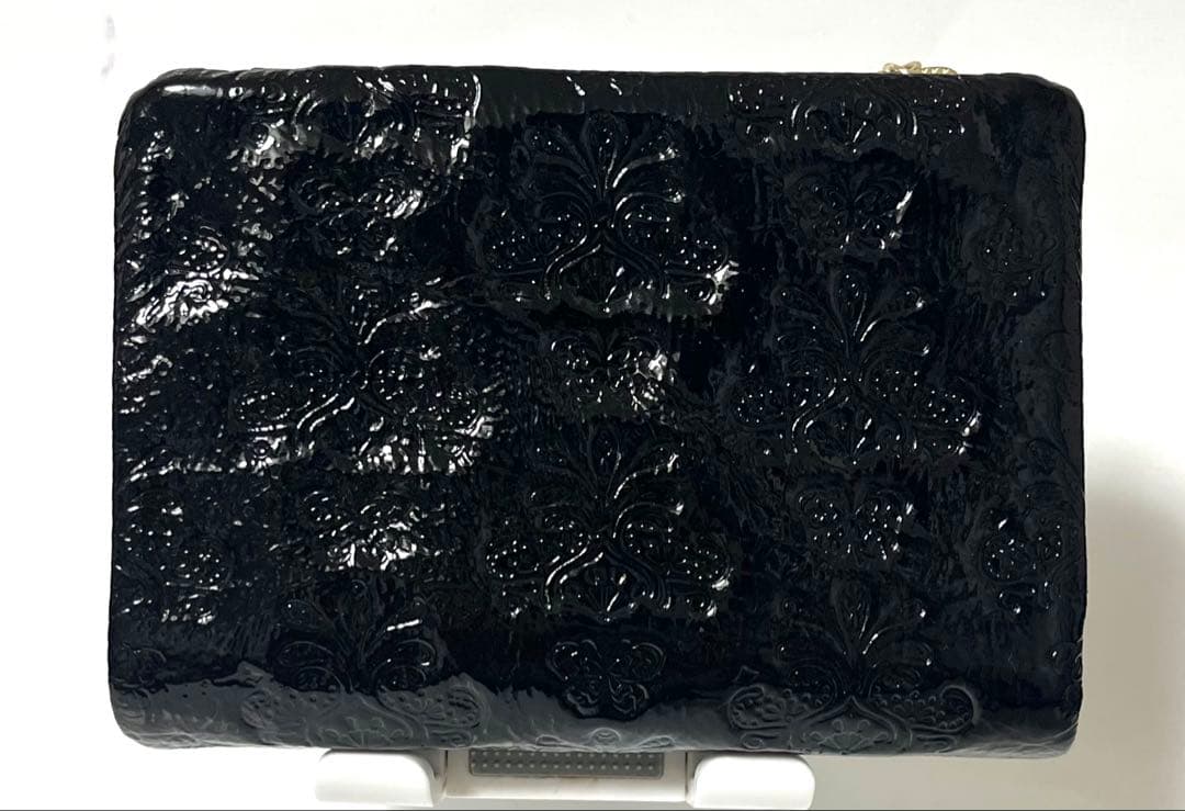 【新品未使用】ANNA SUI 財布 黒 二つ折り 蝶 エナメル