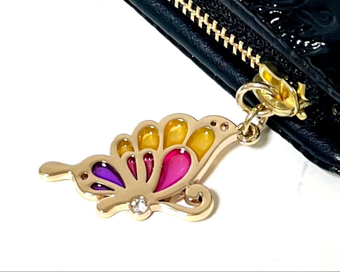 【新品未使用】ANNA SUI 財布 黒 二つ折り 蝶 エナメル