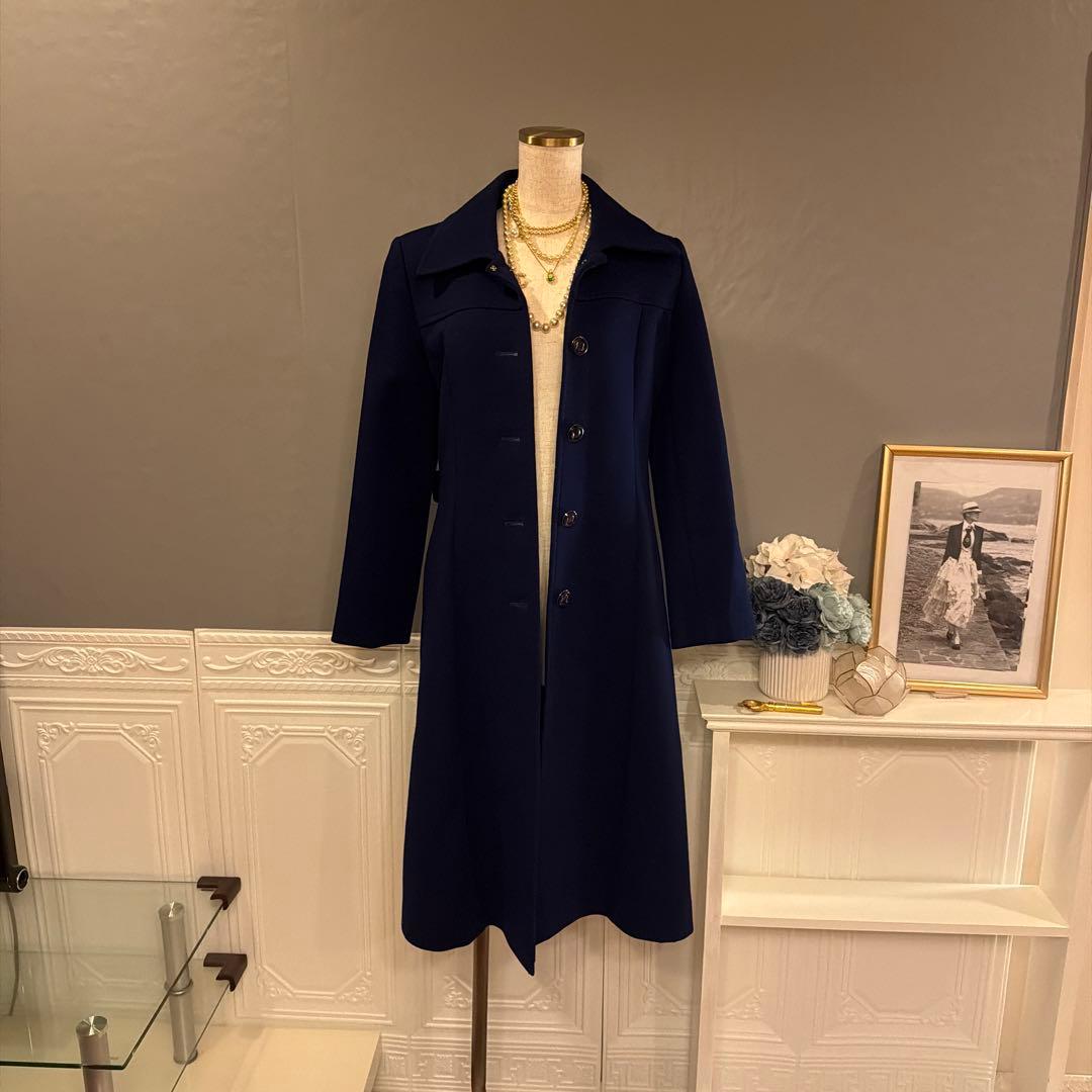 【8万円】vintage 高級ステッチブルーデザイン　コート