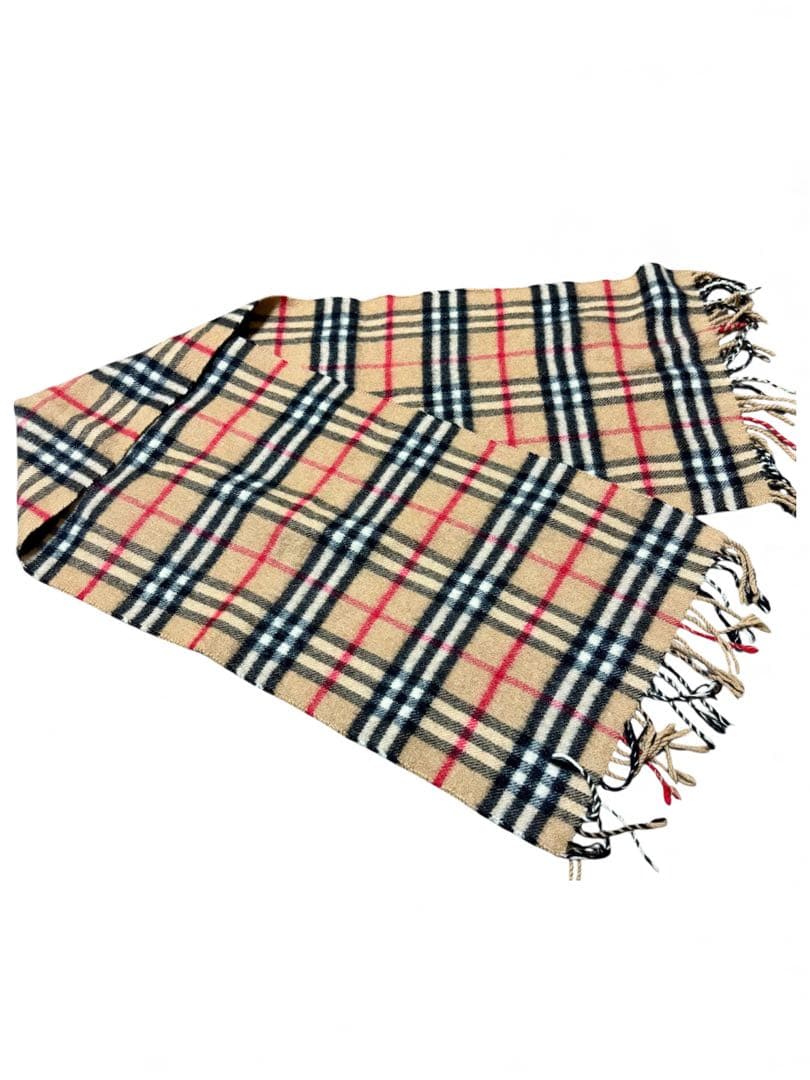 美品✨バーバリー カシミヤ100% マフラー ノバチェック ブラウン ベージュ