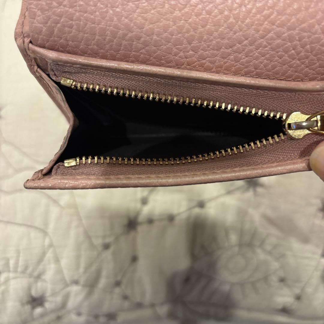 Gucci GG マーモント ピンクレザー二つ折り財布