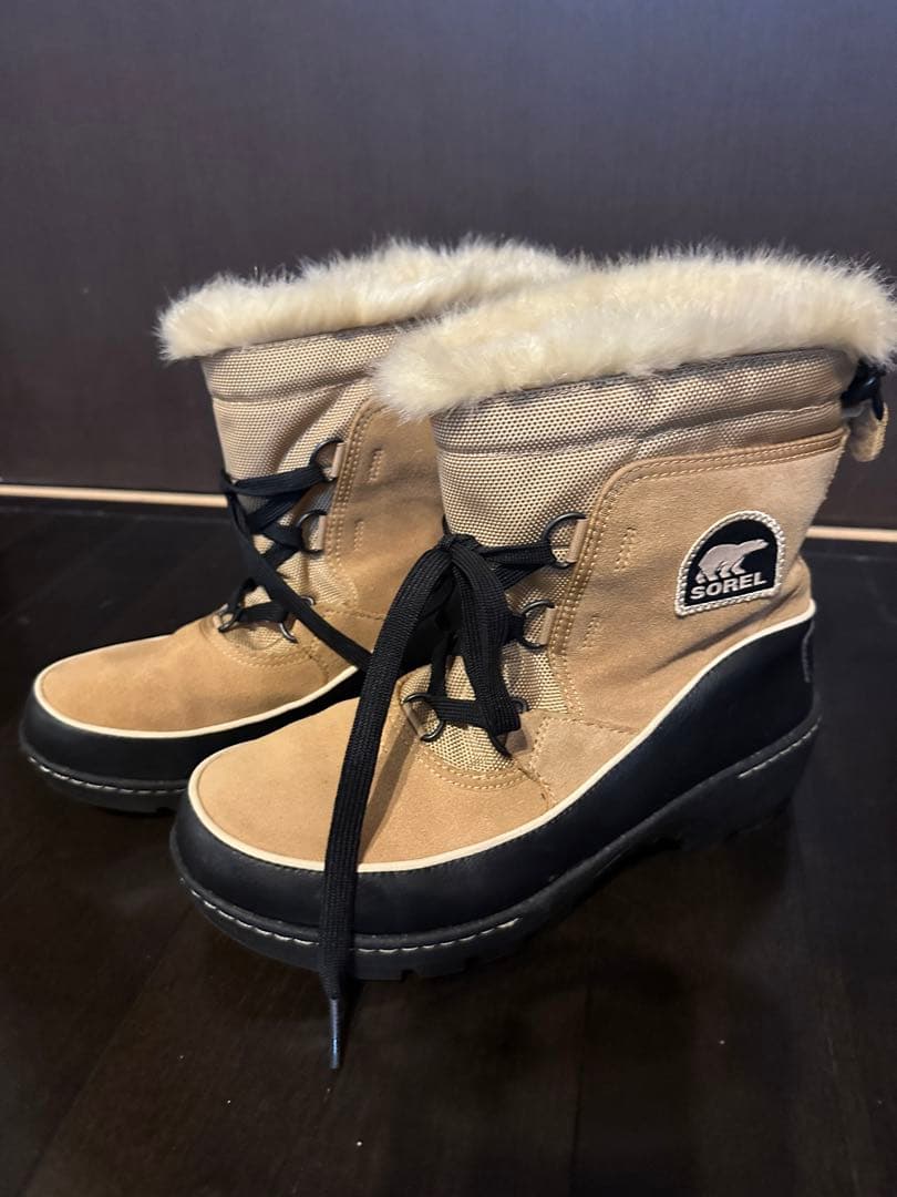 SOREL ベージュ ファー付き　スノーブーツ　ムートンブーツ