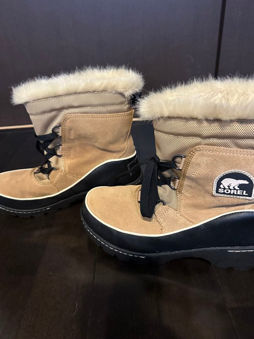 SOREL ベージュ ファー付き　スノーブーツ　ムートンブーツ