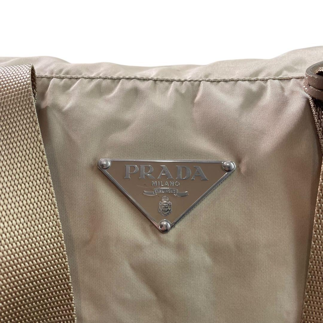 PRADA プラダ ボストンバッグ ナイロン 三角ロゴ カーキ ベージュ A4可