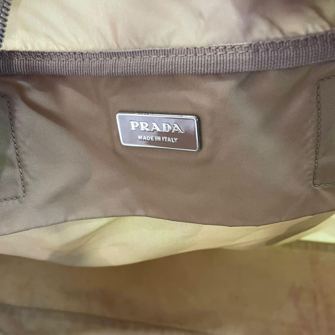 PRADA プラダ ボストンバッグ ナイロン 三角ロゴ カーキ ベージュ A4可