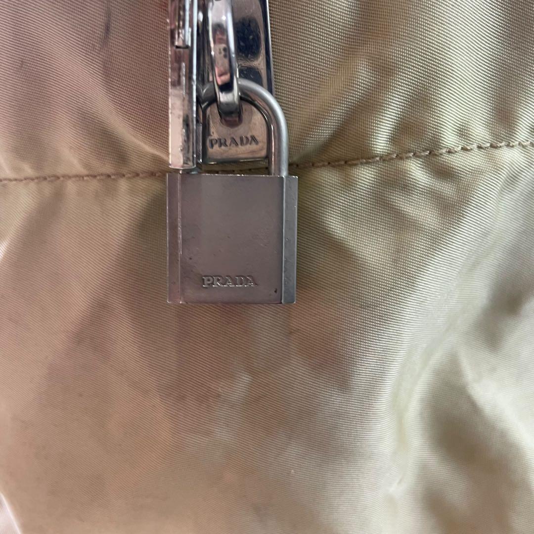 PRADA プラダ ボストンバッグ ナイロン 三角ロゴ カーキ ベージュ A4可