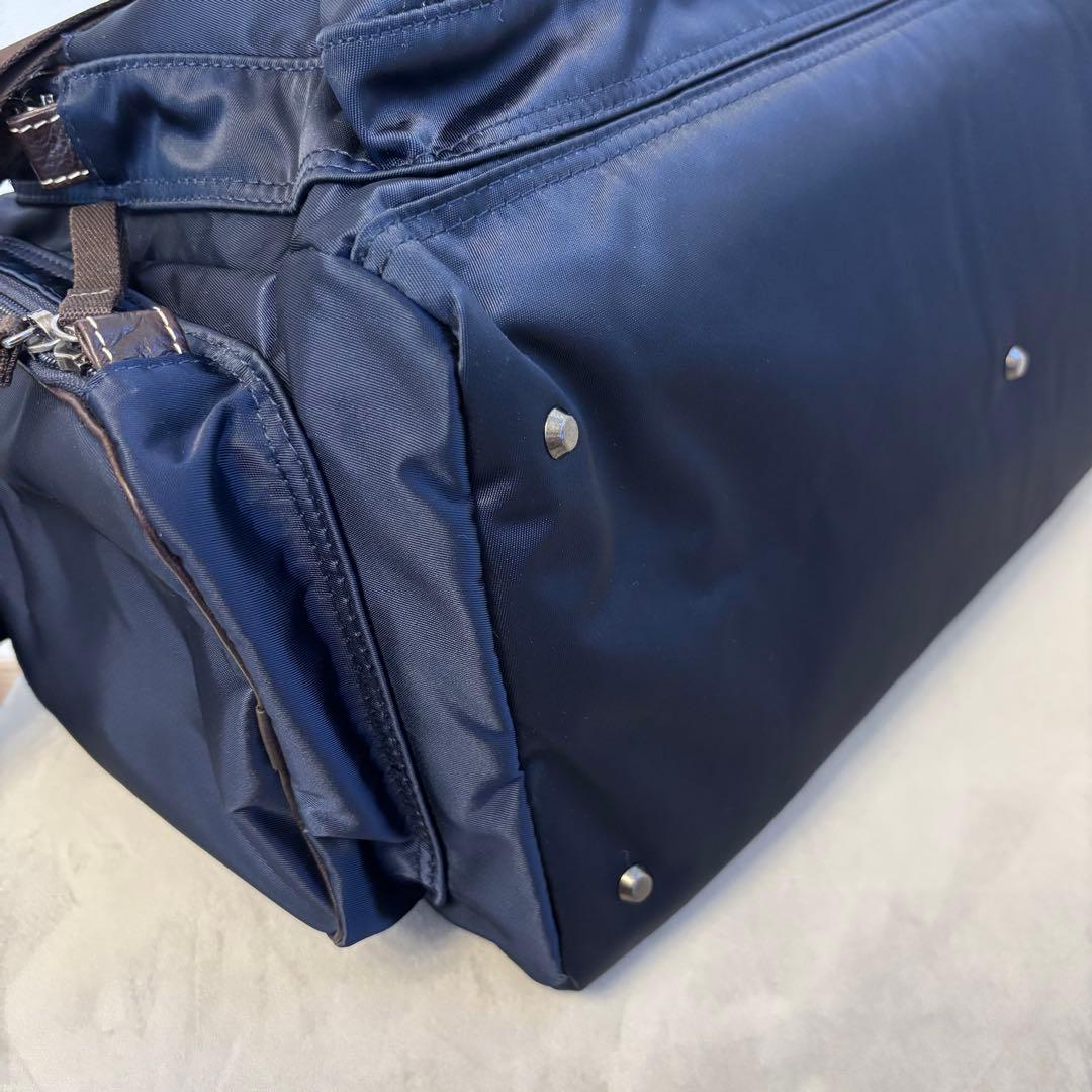 未使用級☆2way PORTER 吉田カバン ダッフルバッグネイビー紺革レザー