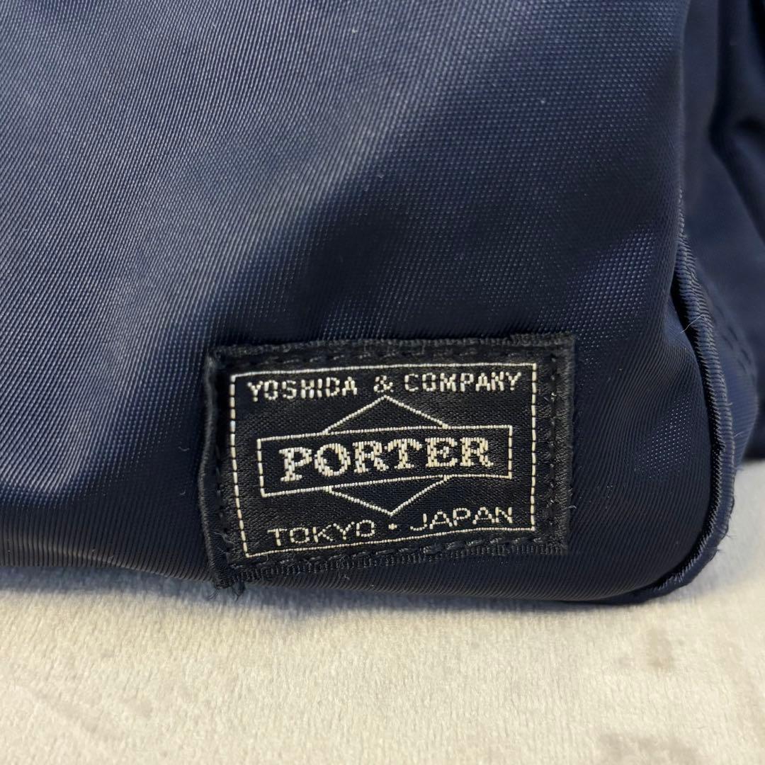 未使用級☆2way PORTER 吉田カバン ダッフルバッグネイビー紺革レザー