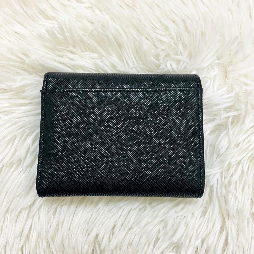 極美✨付属完備✨PRADA 三つ折り財布 サフィアーノ 三角ロゴ レザー 黒