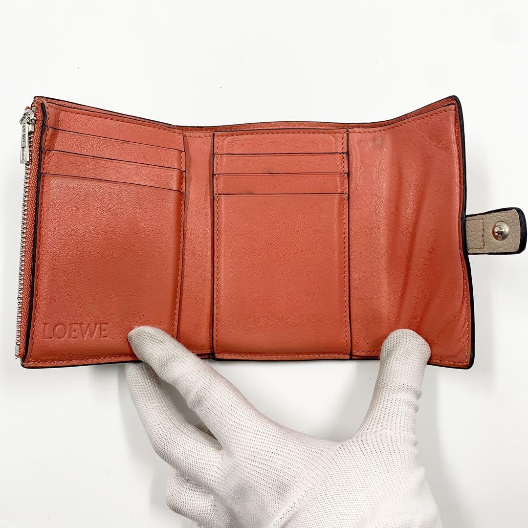 【✨美品✨】ロエベ 三つ折り財布 バーティカルウォレット アナグラム ベージュ