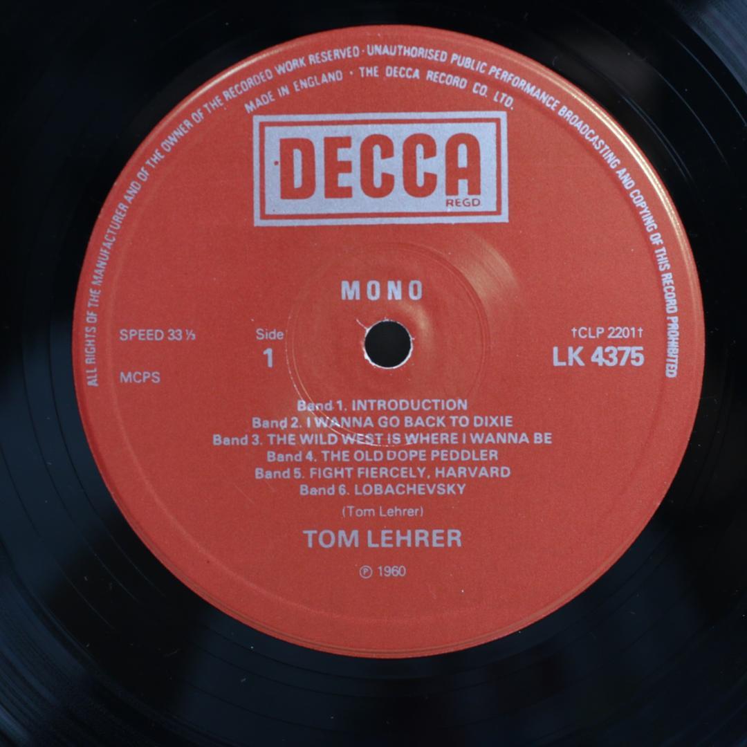 英LP Tom Lehrer Tom Revisited UK初回マト1A/1A