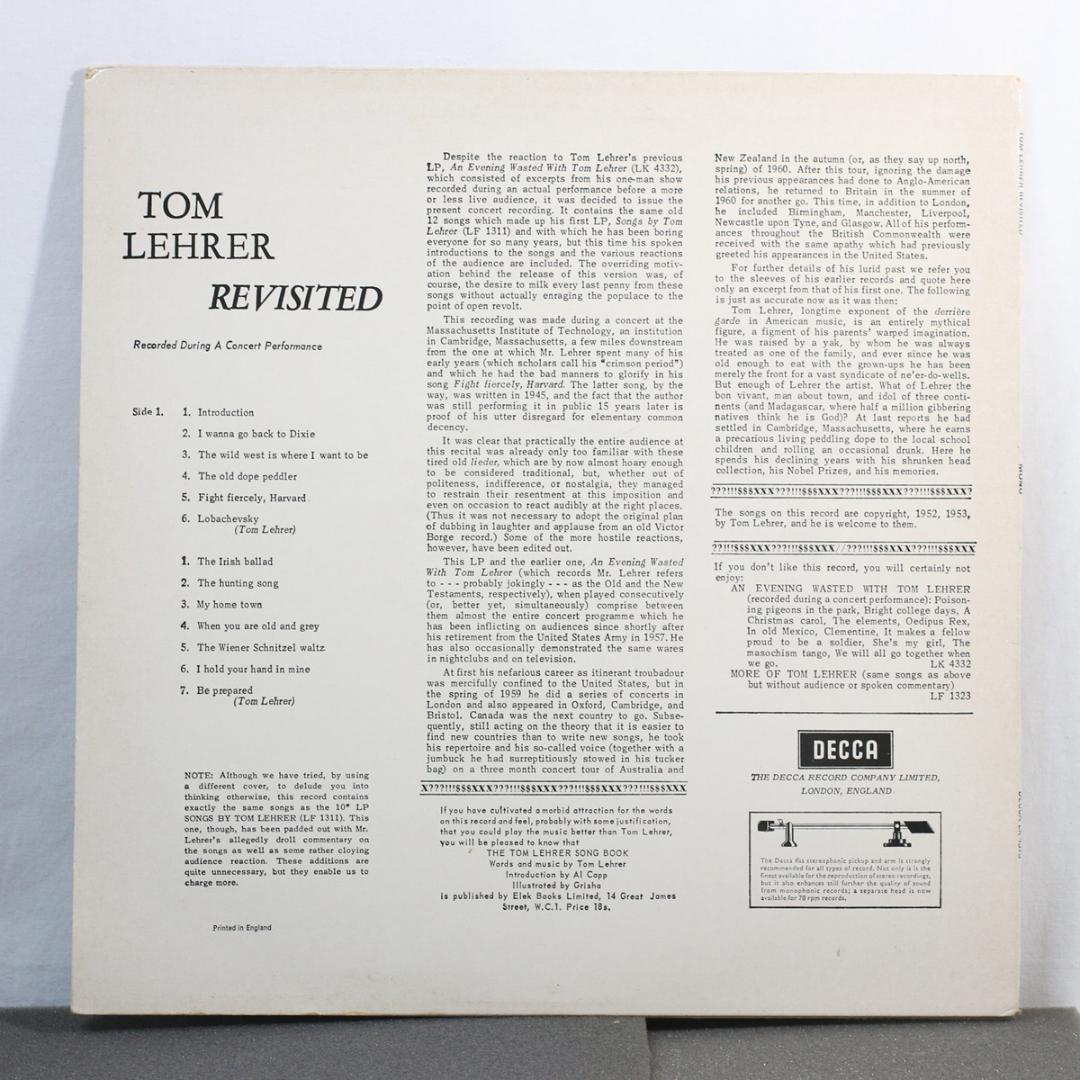 英LP Tom Lehrer Tom Revisited UK初回マト1A/1A