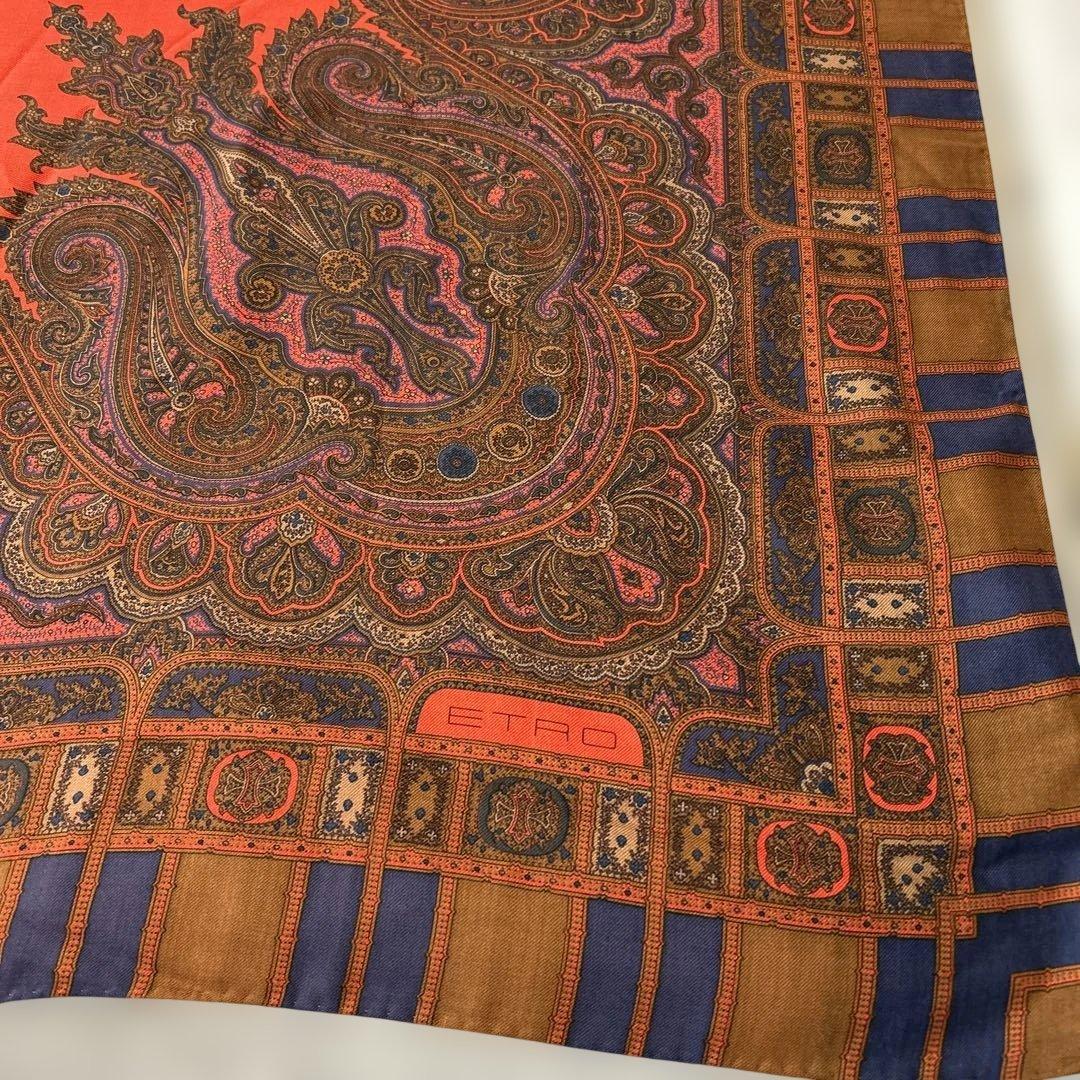 ❤極美品 ❤エトロ ❤イタリア製❤ 大判ストール 膝掛けブラウン 130×130