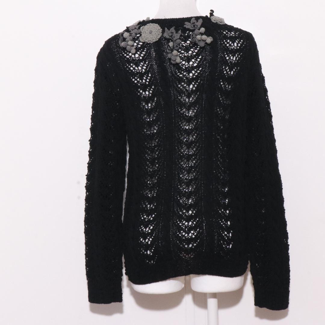 美品 KANEKO ISAO カーディガン 透かし編みニット 立体花モチーフ装飾