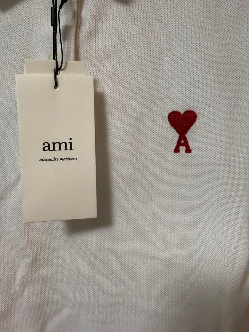 【未使用】ami paris アミ ロゴ ポロシャツ 白 Sサイズ アミパリ
