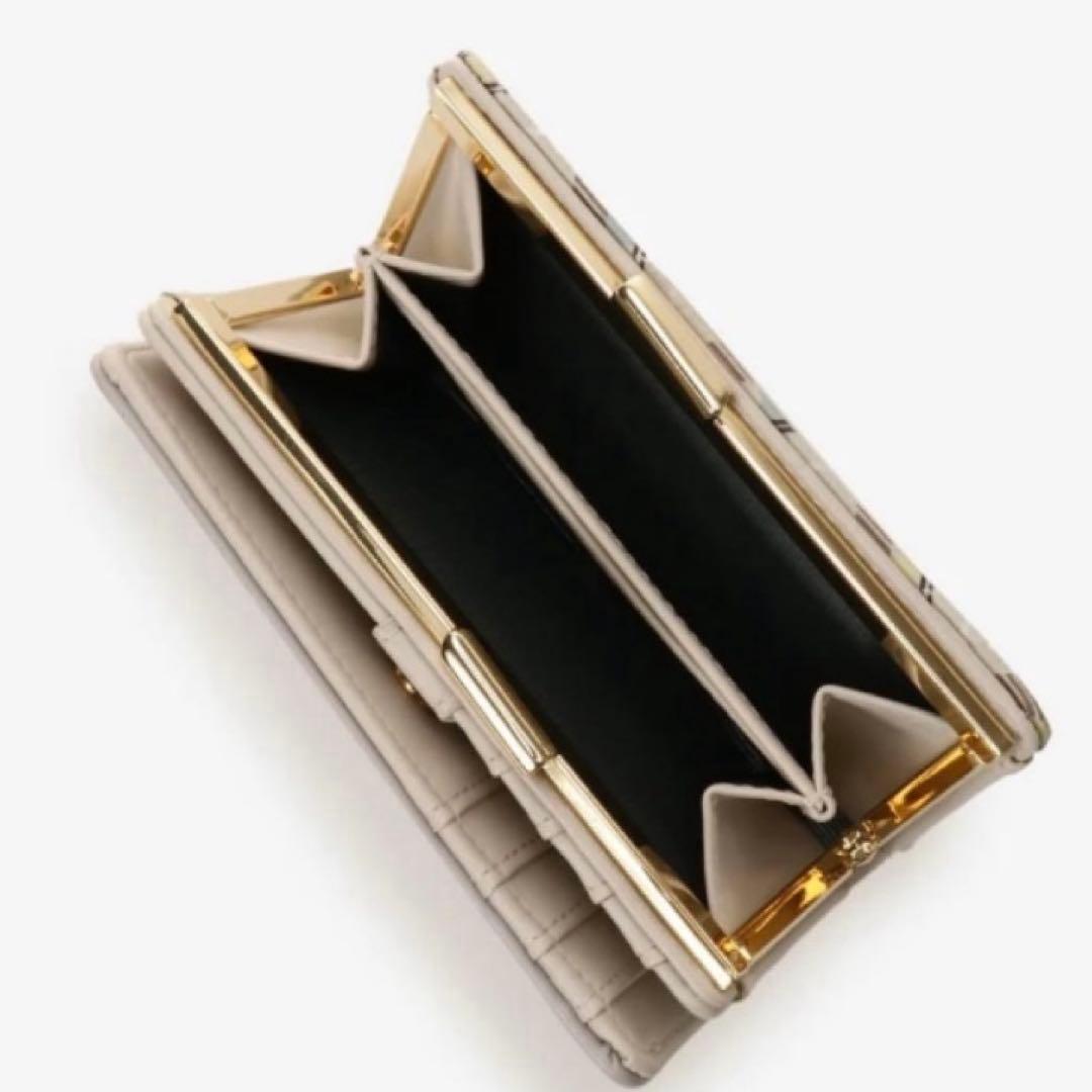 &chouette アンドシュエット チェック柄口金折財布 オフホワイト 新品