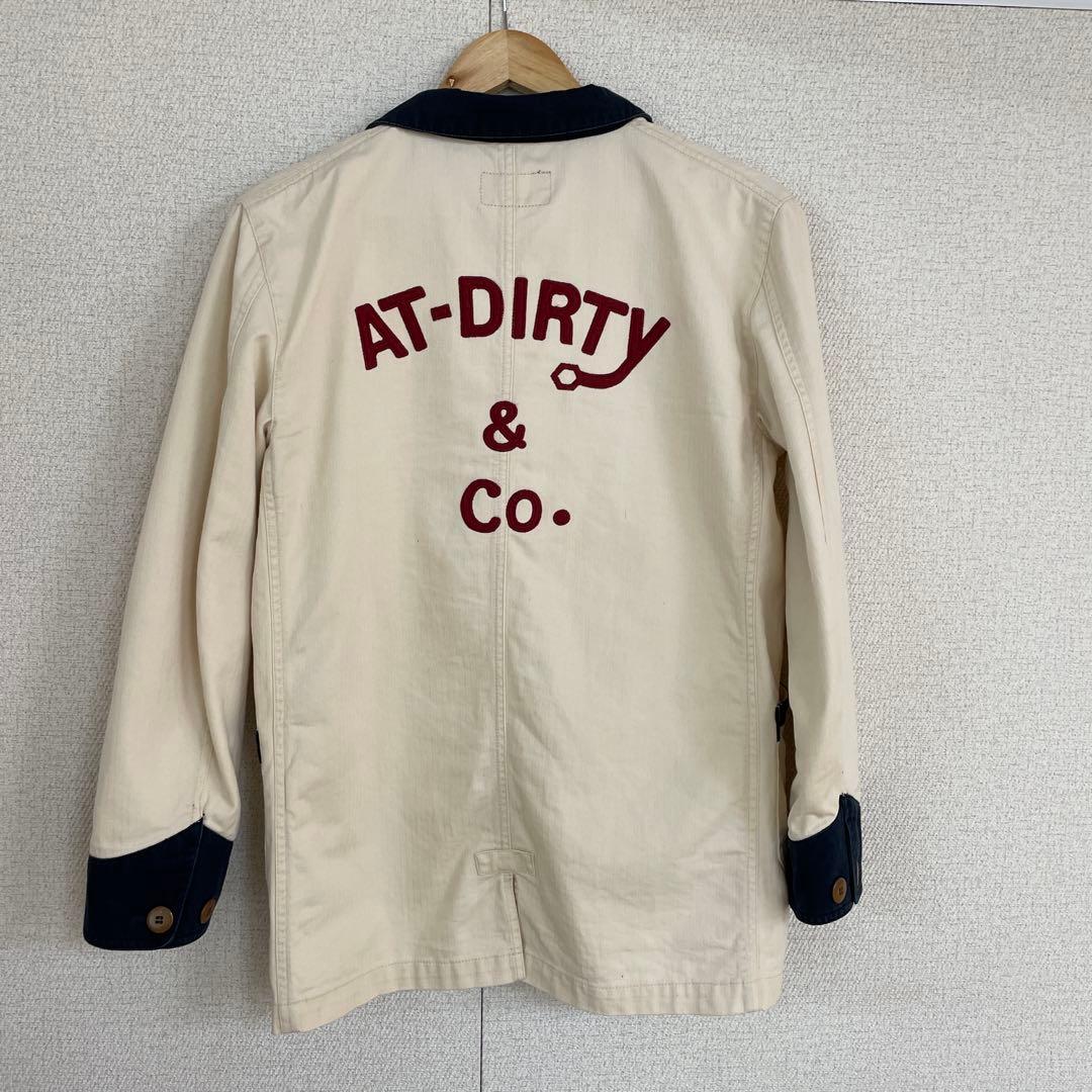 AT-DIRTY カバーオール ショップコートMサイズ ベージュ/ネイビー