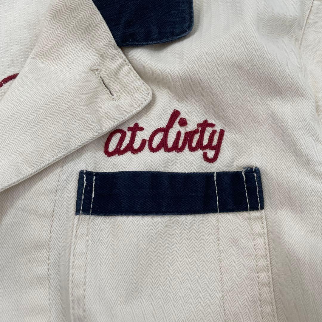 AT-DIRTY カバーオール ショップコートMサイズ ベージュ/ネイビー