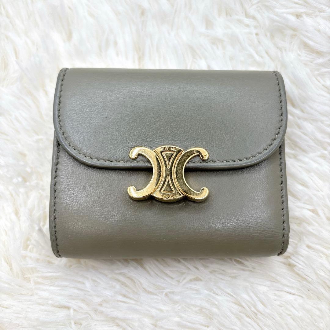 CELINE トリオンフ スモールフラップウォレット 三つ折り カーキ