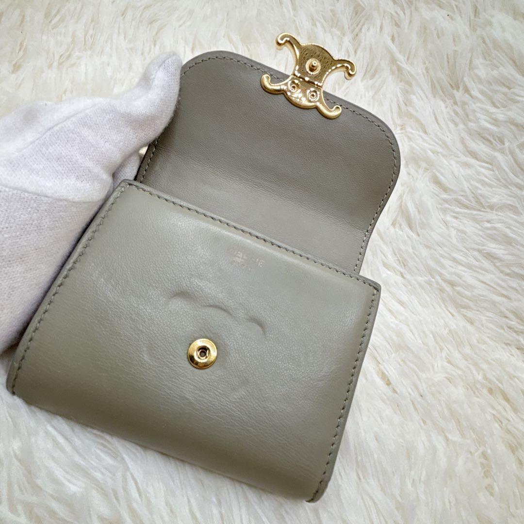 CELINE トリオンフ スモールフラップウォレット 三つ折り カーキ