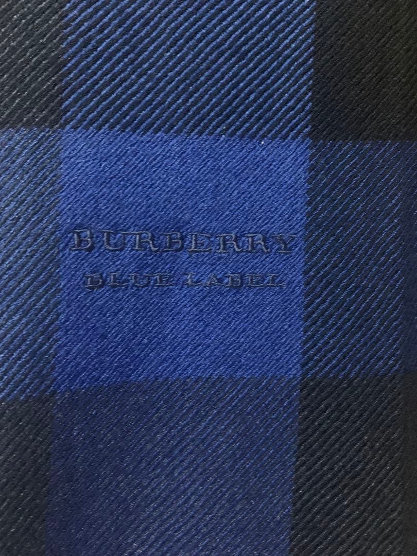 【美品】Burberry チェック柄スカーフ｜青×黒×グレー／ウール×カシミヤ混
