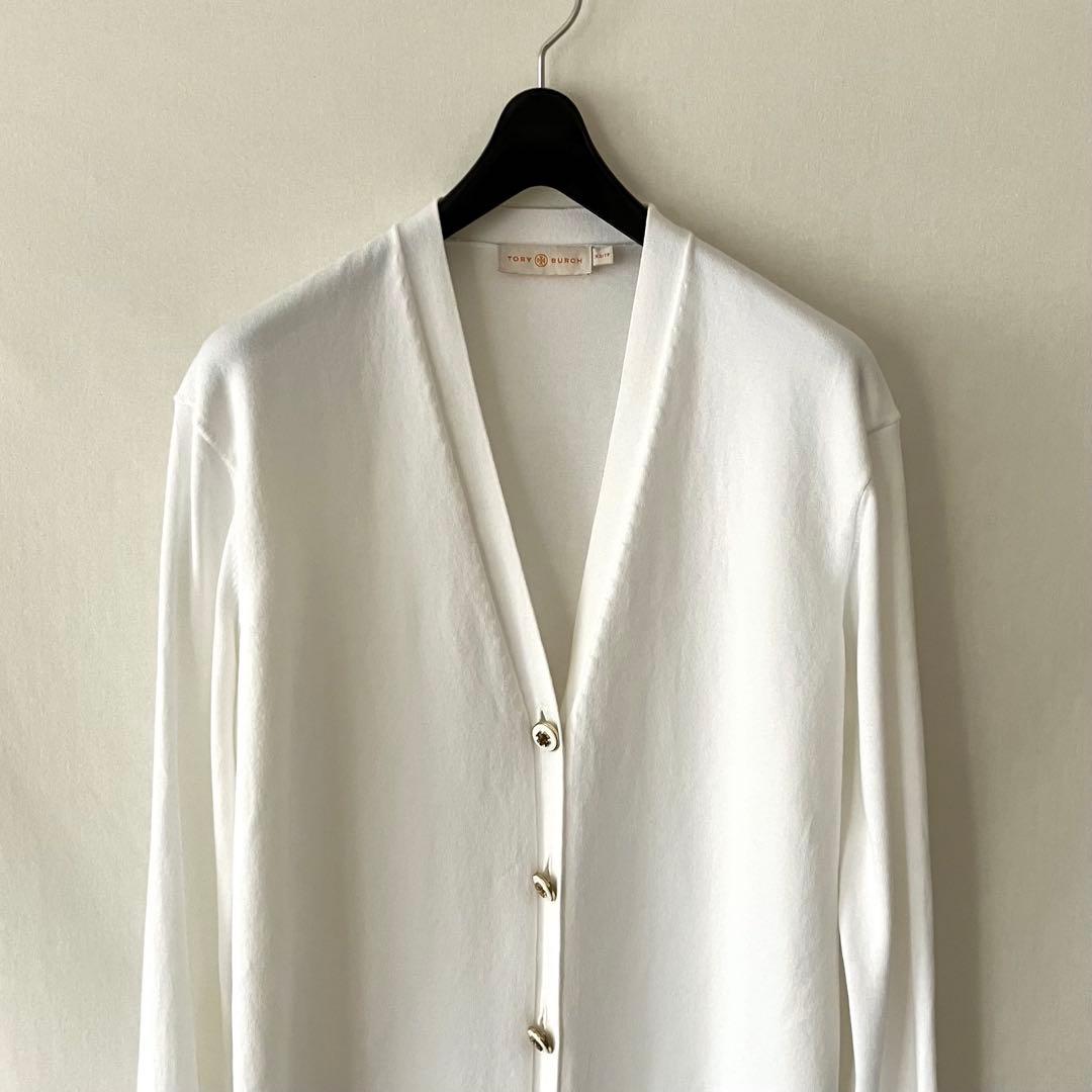 美品 TORY BURCH ロゴボタン カーディガン XS JP:S~M位