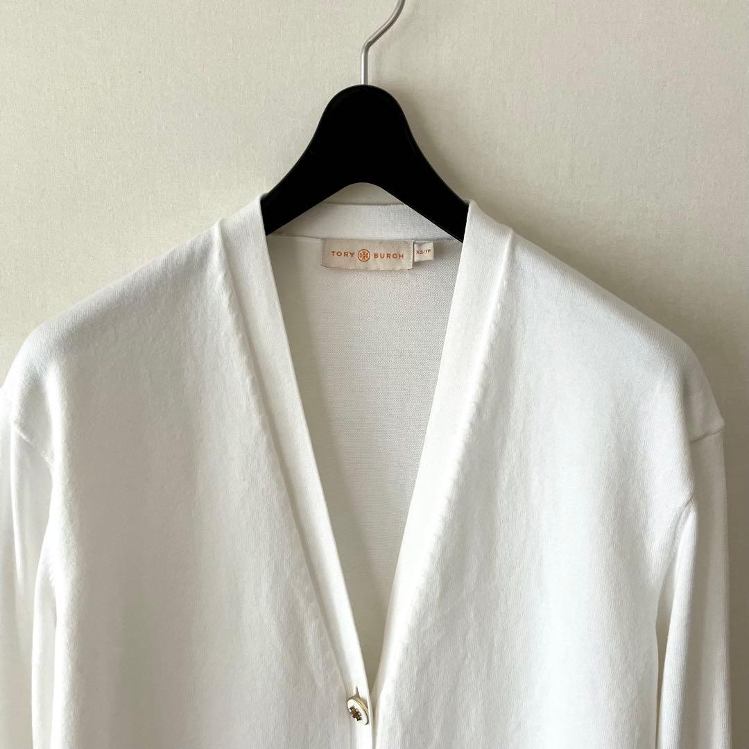 美品 TORY BURCH ロゴボタン カーディガン XS JP:S~M位
